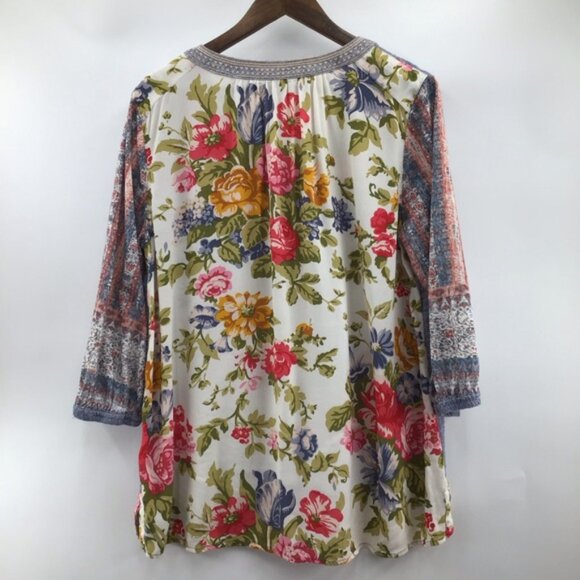 John Mark Multicolor Floral Embroidered Blouse - Picture 2 of 10
